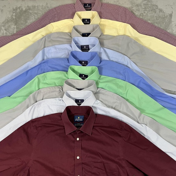 Stafford Dress Shirt Lot Mens 15.5 32/33 Assorted Colors Easy Care Broadcloth - Picture 1 of 16